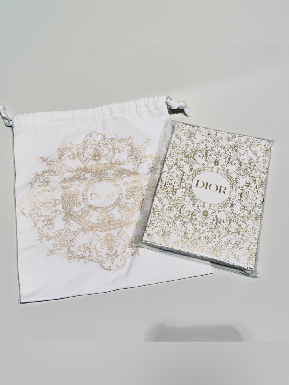 Dior White and Gold Notebook with Dustbag